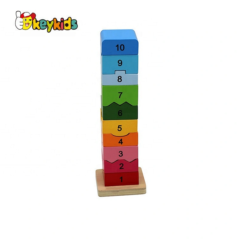 Hot selling children educational wood stacking block toys with number W13D330