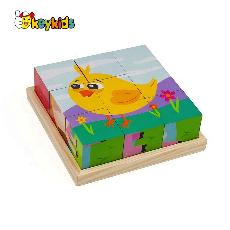 Customize educational puzzles wooden cube block for children W14F063