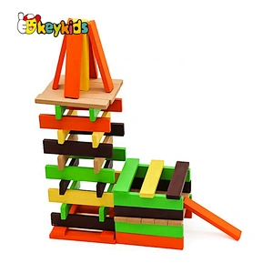 New arrival 100 pcs educational kids wooden building toys with carrying container W13B043