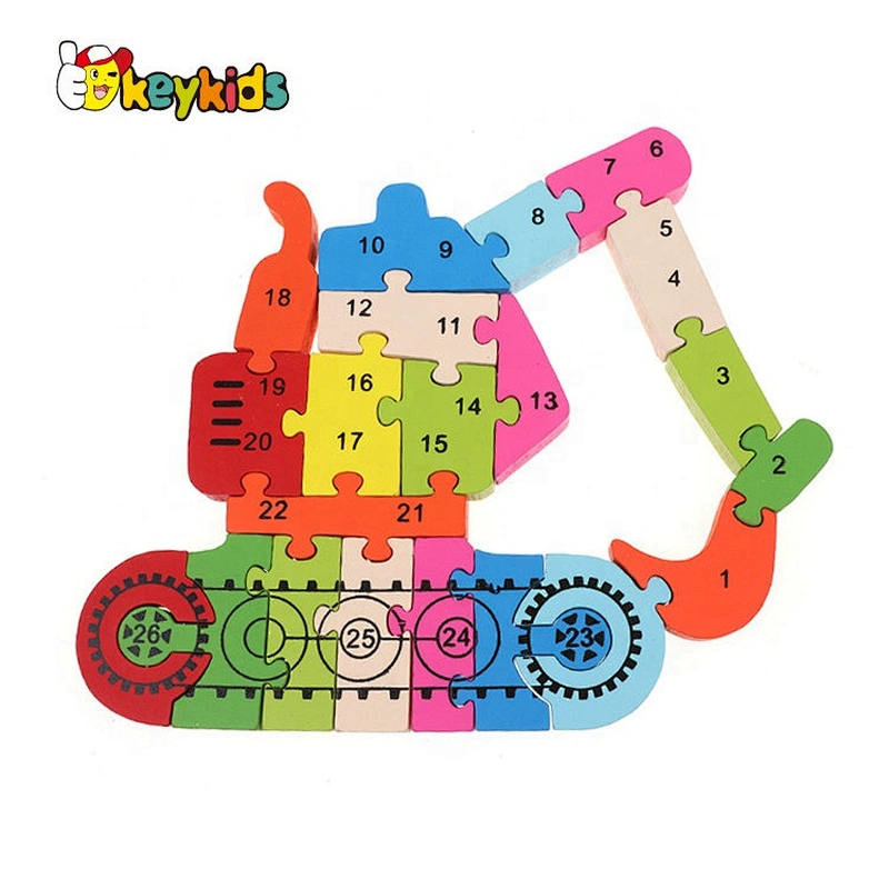 Wholesale Alphabet Excavator Unique Wooden Puzzle Toys W14D125