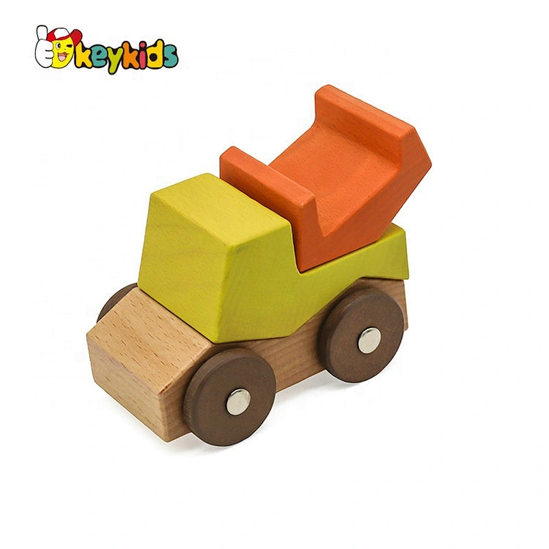 New design assembly toy wooden car blocks for kids W04A539