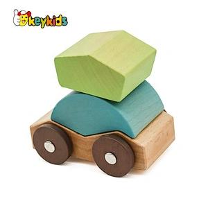 New design assembly toy wooden car blocks for kids W04A539