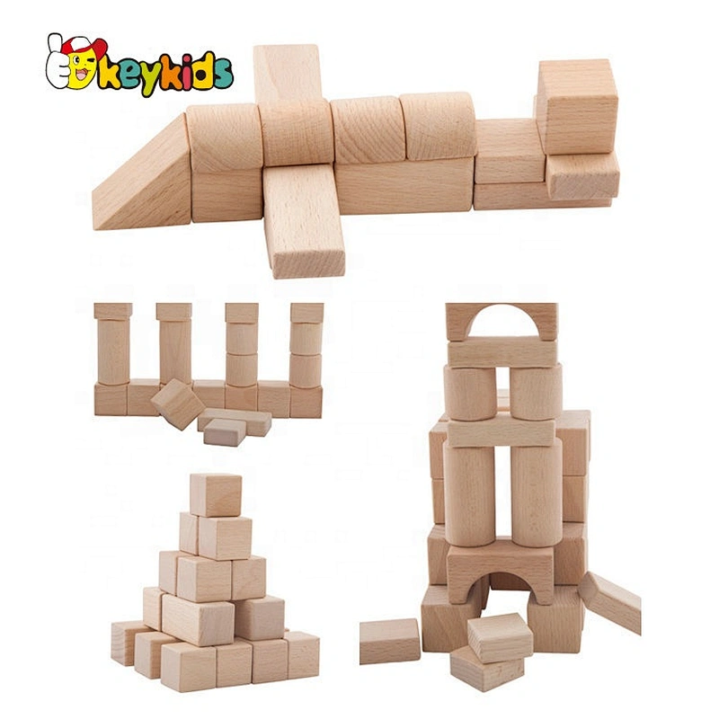 2020 wholesale 100pcs natural wooden block set for kids W13A216