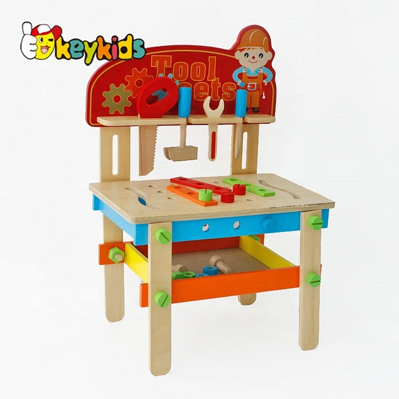 New children pretend play tool kit toys wooden kids tool bench W03D083
