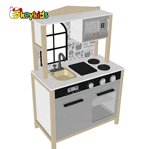 New design wood interactive water function wooden kids kitchen play set for pretend play W10C636