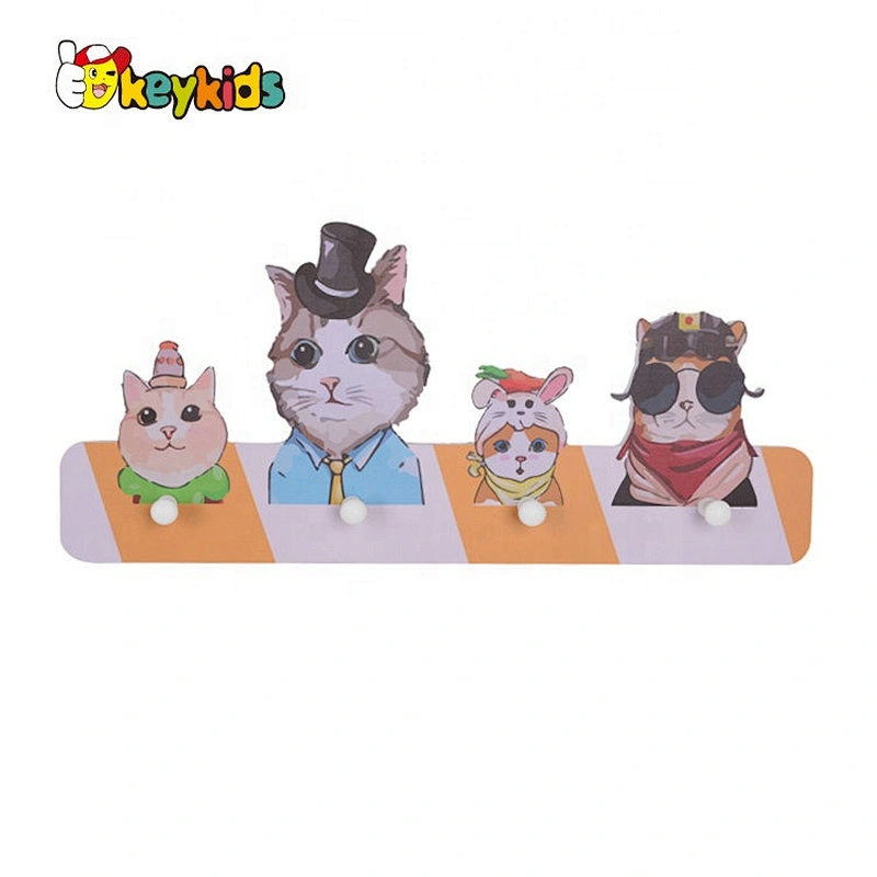 Customize cartoon wooden kids wall hooks for decorative W09B106
