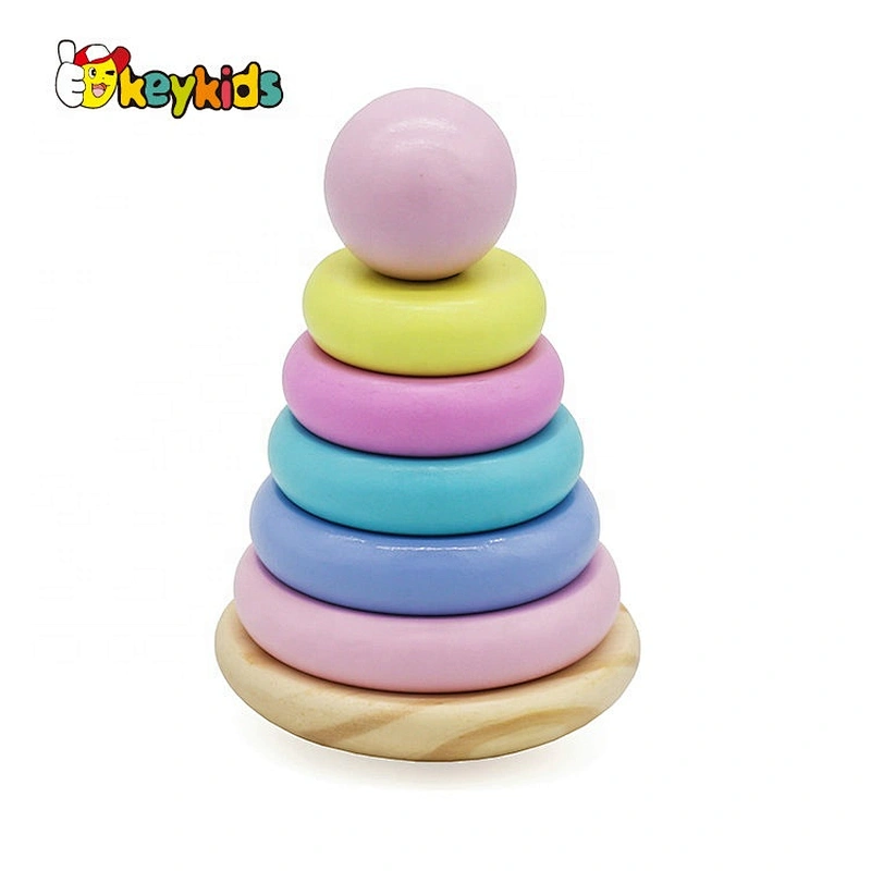 2020 Customize colored wooden stacking tower toy for baby W13D254