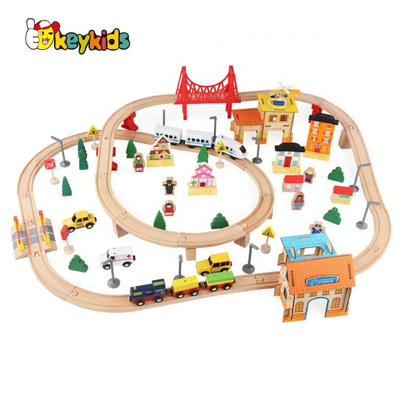 2020 New arrival 108pcs mini wooden train tracks for kids W04C192