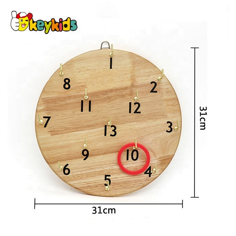 Outdoor kids wooden ring toss game with hanging board W01D019