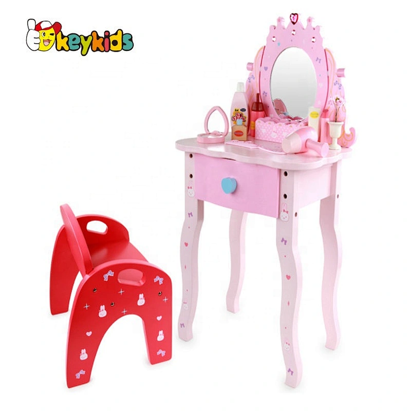 2019 New arrival make up games wooden toy dressing table for girls W08H099