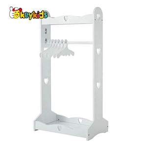 wholesale kids wooden cloth hanger stand with storage shelf W09B100