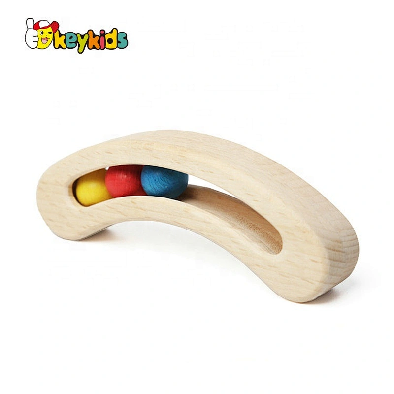 Grasping teething toy organic wooden rattle toy for toddlers W07G020