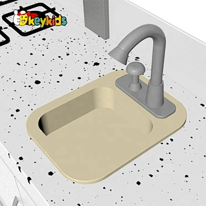 New design interactive Musical Pretend Play kids wooden toy kitchen with real water W10C633