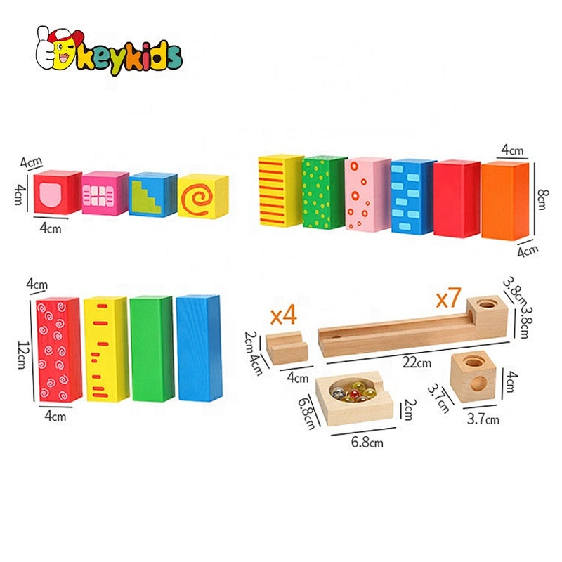 2019 Most popular 27 PCS DIY blocks wooden marble run track for kids W04E083