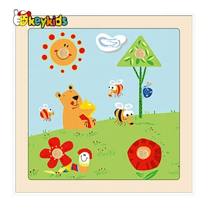 2020 New sale kids preschool wooden daily jigsaw puzzle with customize W14M221