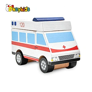 2020 New design red wooden small fire truck toy for kids W04A459