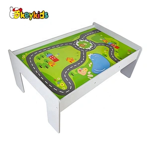 New design white wooden train activity tables for kids W04C178B