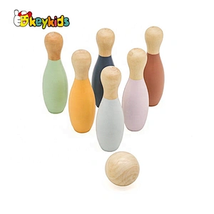 Early developmental toys bowling game wooden kids bowling set with ball W01D074
