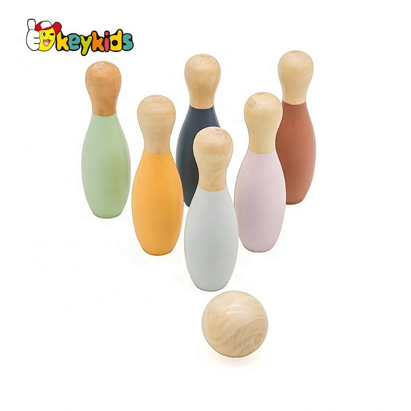 Early developmental toys bowling game wooden kids bowling set with ball W01D074