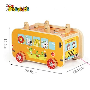 2020 New released fun wooden animal bus toy for kids W05C125