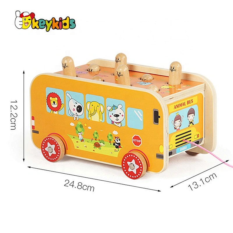 2020 New released fun wooden animal bus toy for kids W05C125