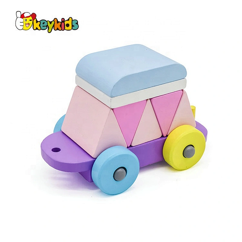 Top sale baby stacking wooden train toy for wholesale W04A392