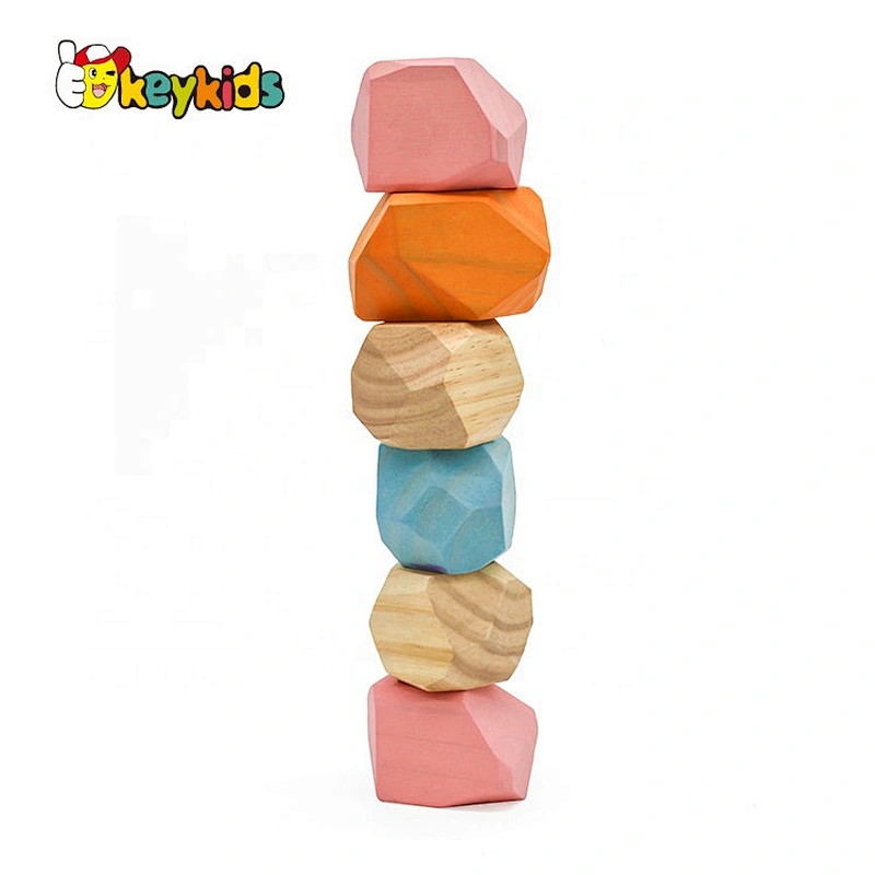 2020 Customize colored wooden stone building blocks for kids W13A214