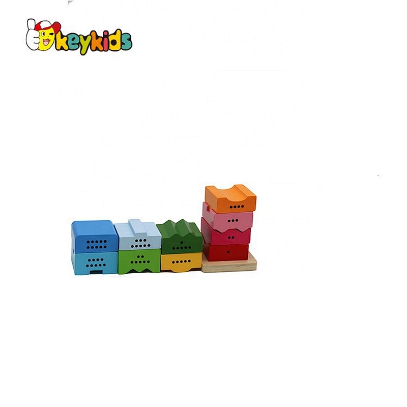 Hot selling children educational wood stacking block toys with number W13D330