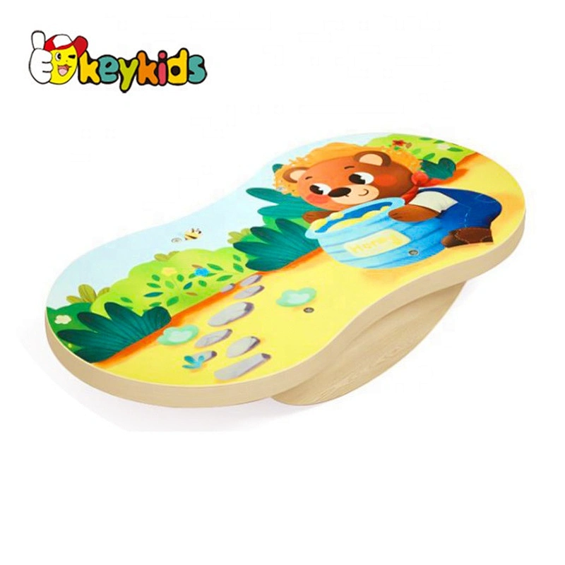 Customizable Cartoon Wooden Rocker Balance Board For Kids W01D044