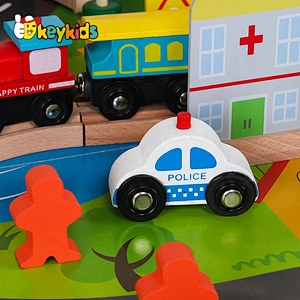 New design wooden railway train play set for children W04C212