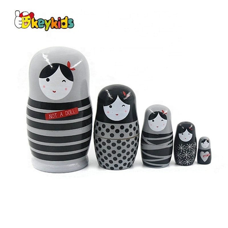 Hand Painted 5 In 1 Set Wooden Children's Nesting Dolls W06D139
