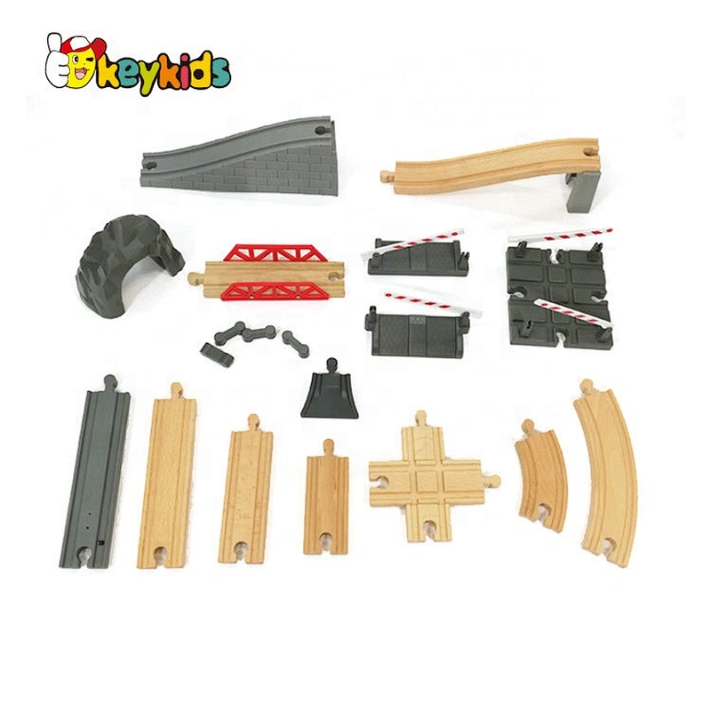 2019 New arrival 46 pieces educational wooden train track set for children W04C185