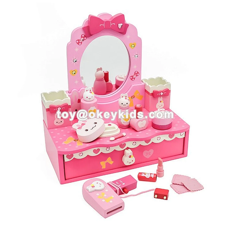 2019 New arrival make up games wooden toy dressing table for girls W08H099