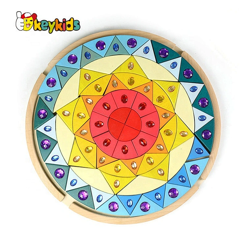 Customize educational wooden gemstone puzzle for kids W14A263
