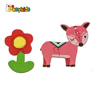 New hottest 6 in 1 cartoon wooden animals puzzle for kids W14N011