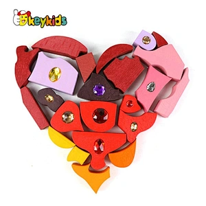 Montessori color cognitive toys wooden rainbow gems building blocks puzzle for kids W14A260