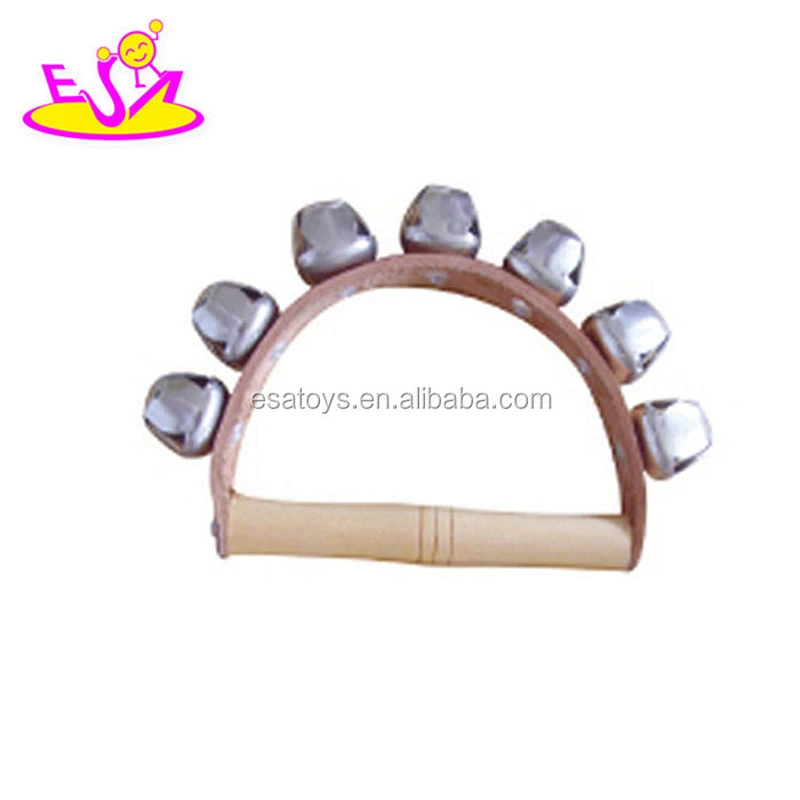 Top sale musical instruments wooden cartoon hand bell for baby W07I092