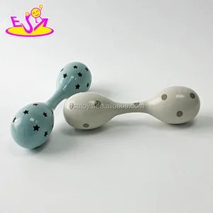 Wholesale hand painted mini maracas wooden hand shaker instrument for children W07I130