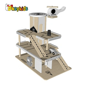 New design interactive pretend play wooden toy parking garage for children W04B009B