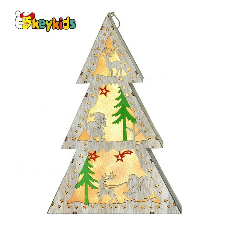 High quality LED wooden christmas tree decorations with light W09D076