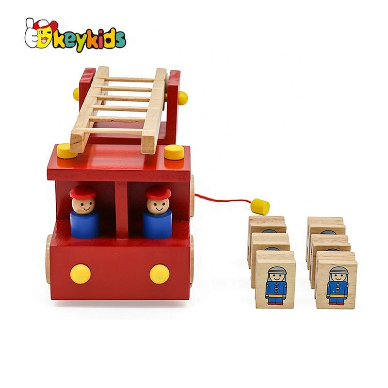 2019 New fashion educational wooden fire engine truck toy for kids W04A419
