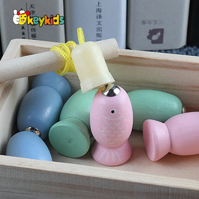 2021 New released educational kids wooden truck toy with magnetic fishiing game W05C146