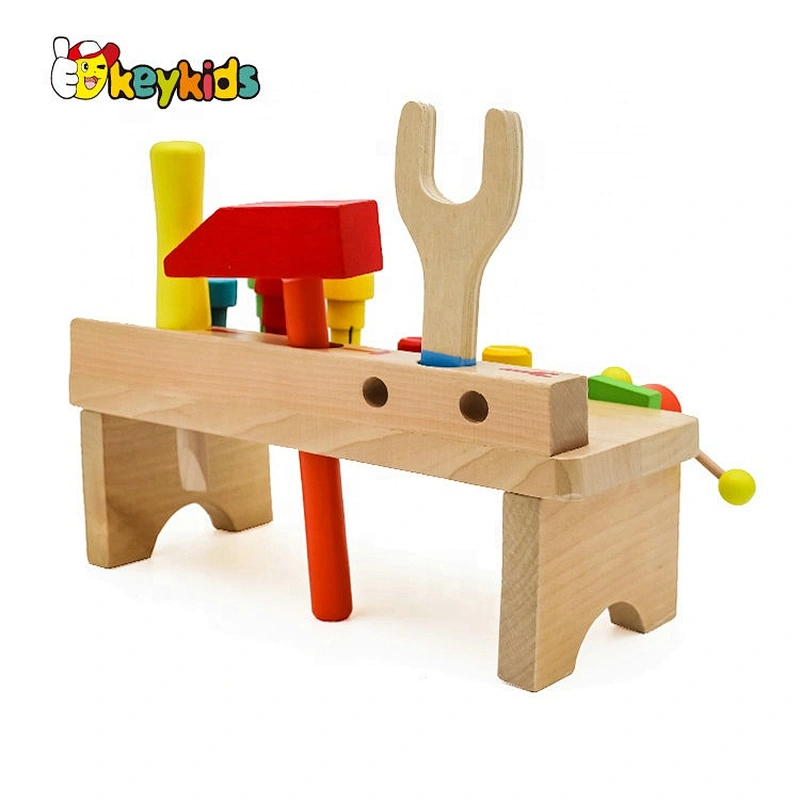 Top sale children educational wooden toy workbench with spanner W03D111