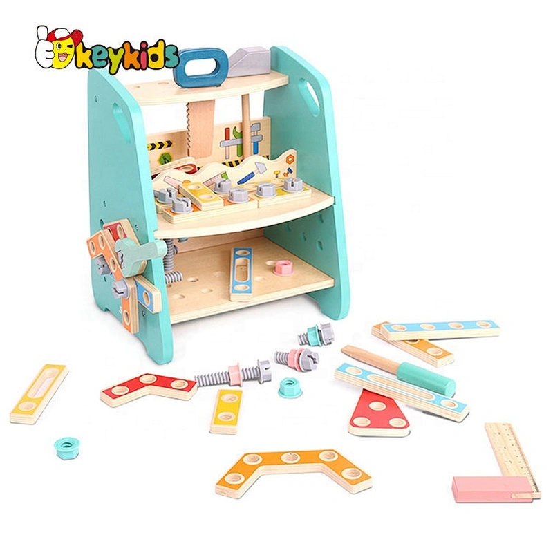 Top sale children educational wooden toy workbench with spanner W03D111