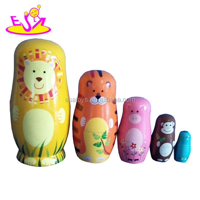 Set of 7 Traditional Hand Painted Wooden Matryoshka Russian Nesting Dolls W06D038