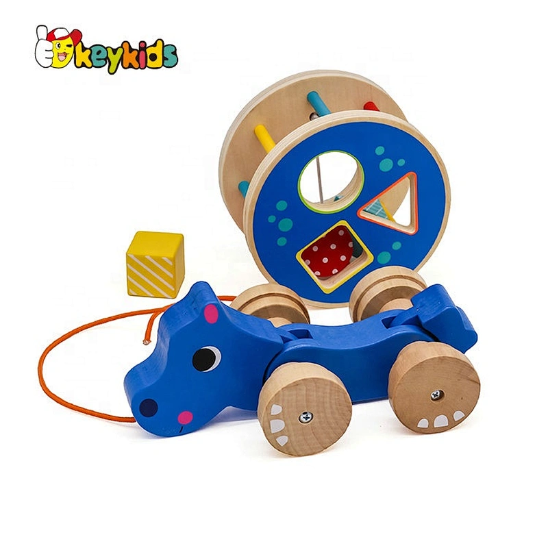 Hot Selling Educational Hippo Wooden Push Toys For Babies For Kids W05B182