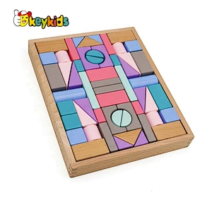 2019 Top sale 55 pieces educational wooden building sets for kids W13A175