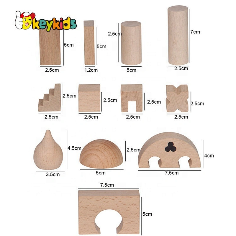 2019 Top sale 52PCS educational DIY wooden building blocks toys for kids W13A153