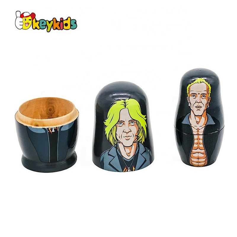 Hand paint 5 in 1 wooden traditional russian doll  with customize W06D151
