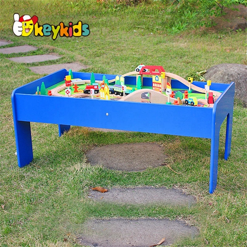 New arrival wooden railway train toy for kid,Fashion wooden railway train set,Roller coaster Track table for wholesale W04C009A